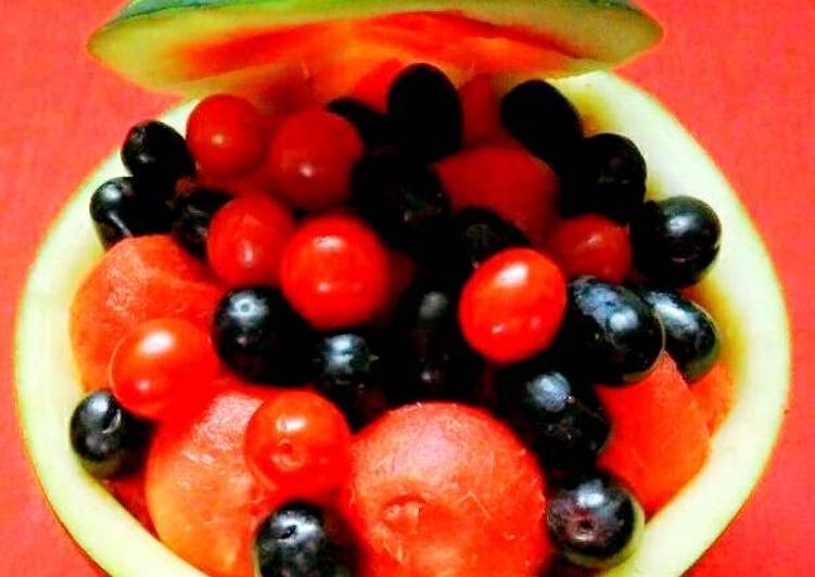 Watermelon basket fruits salad