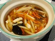 A picture of enoki egg soup