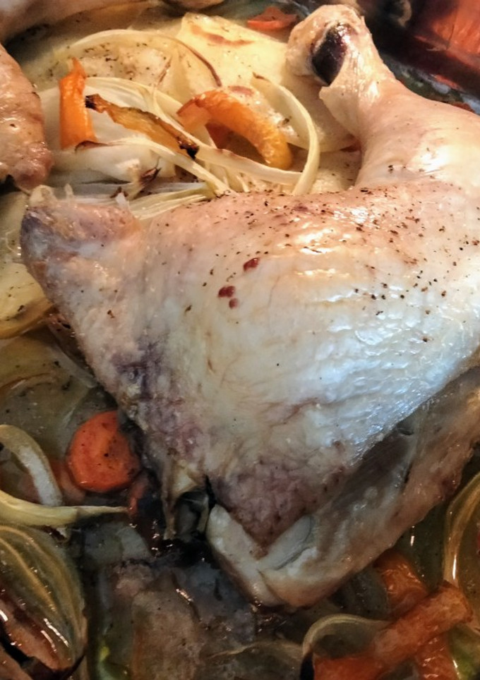 Una foto de Pollo al horno trufado