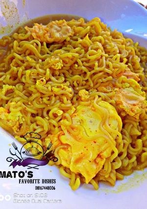 A picture of Indomie with egg.