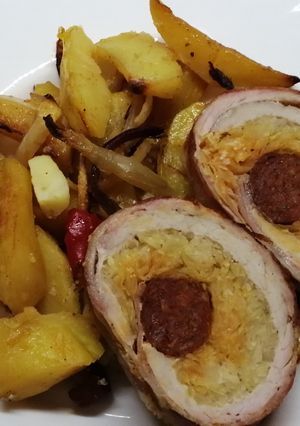 Kolbászos savanyú káposztával töltött karaj recept fotója