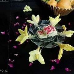 A picture of Badam paneer sandesh.