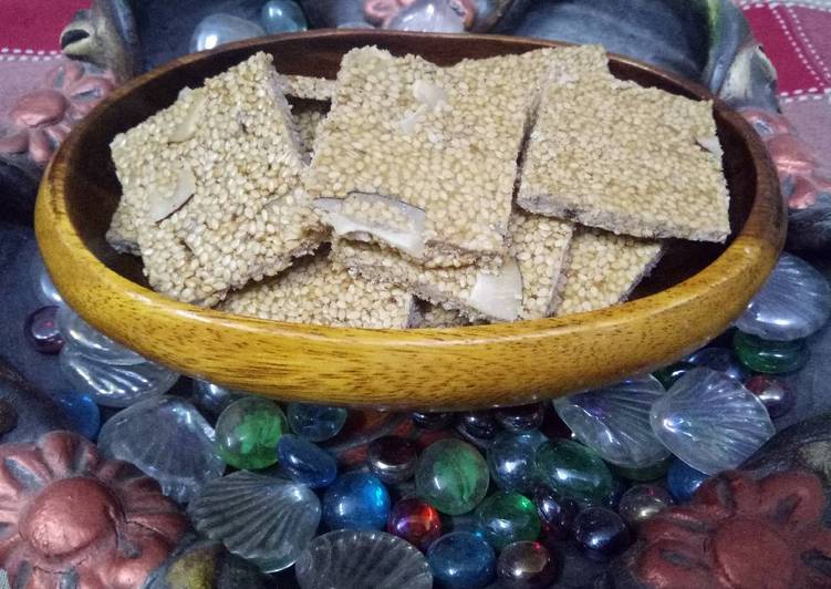 Recipe of Speedy Till &amp; coconut gud patti (chikki)