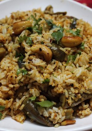 A picture of Brinjal Masala Rice (without onion and Garlic).