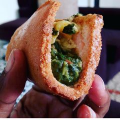 A picture of Okra and egg sandwich.