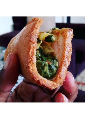A picture of Okra and egg sandwich.