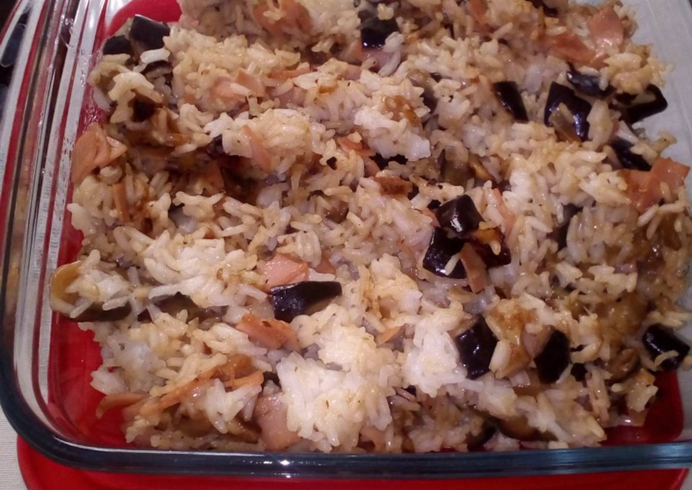 Arroz pilaf con berenjenas