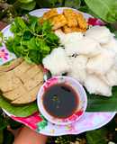 Bún chấm tempeh và giò chay