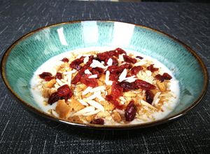 Foto principal de Kéfir de cabra con germen de trigo y cranberries