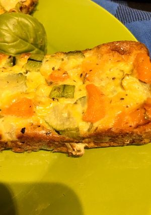 Une photo de Petit clafoutis de courgettes au parmesan et basilic