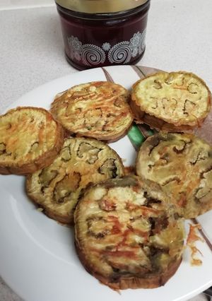 Foto principal de Berenjena rebozadas con cúrcuma, a la miel 🍆🍯