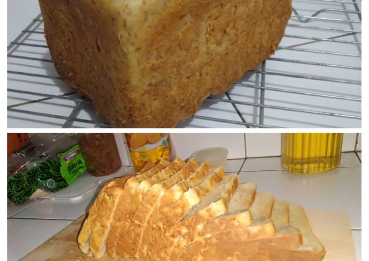 Cara Gampang Membuat Roti bekatul gandum (yudane) - wheat bran bread - food processor, Sempurna