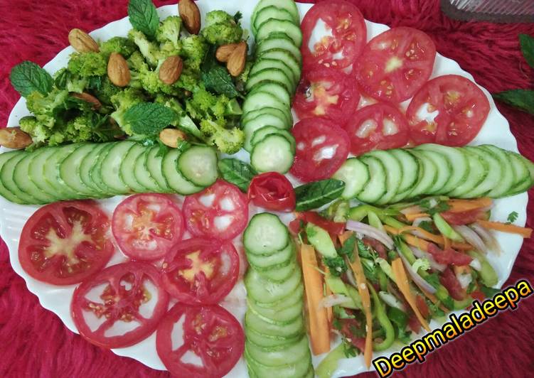 Healthy Broccoli almond salad and kachumber Salad