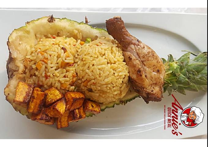 Simple Way to Prepare Jamie Oliver Coconut rice,fried plantain and chicken