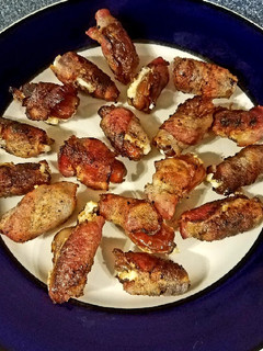 A picture of Cherry Smoked Bacon Wrapped Feta Stuffed Balsamic Dates.