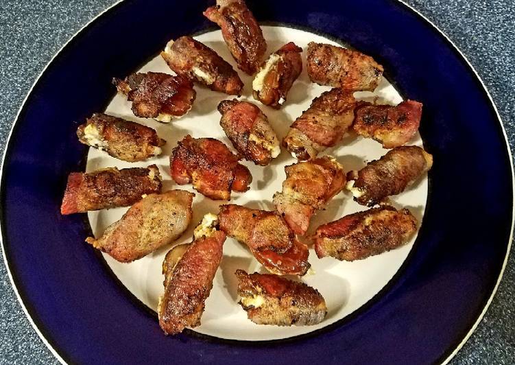 Steps to Make Super Quick Homemade Cherry Smoked Bacon Wrapped Feta Stuffed Balsamic Dates