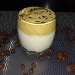 A picture of Dalgona Coffee with coffee mate.