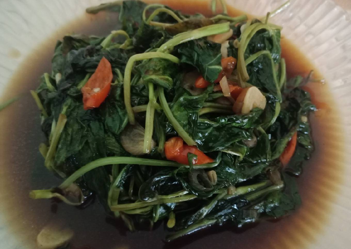 Tumis kangkung caos tiram