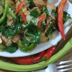 A picture of Green leafy veggies stirfry.