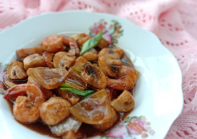 Resep Jamur kancing saos lada hitam yang Lezat