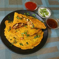 Protein Rich Besan chilla with Paneer stuffing A picture of Protein Rich Besan chilla with Paneer stuffing.