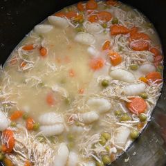 A picture of Slow Cooked Chicken and Gnocchi Dumplings.