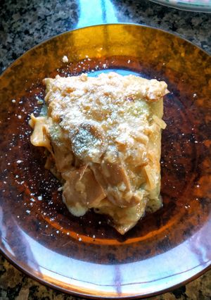 Una foto de Crepes de espinaca y choclo c/crema de champiñón