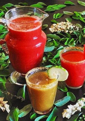 Foto di Agua fresca di anguria e pesca Agua fresca di scorza di anguria e cetriolo