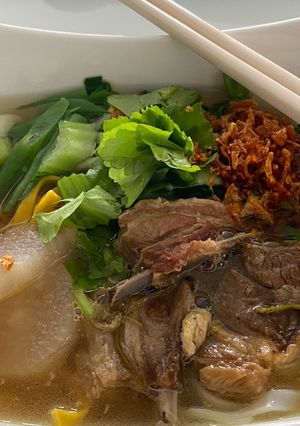 A picture of Thai Braised Lamb Ribs Noodle Soup.