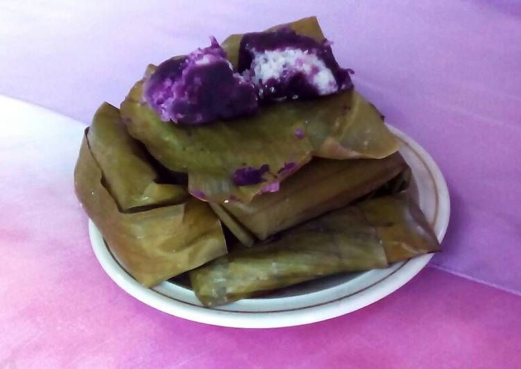 Resep Lapek bugih (Lepet Bugis) ubi ungu padang Anti Gagal