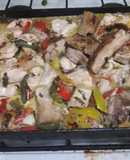 Salteadito de verduras y carne al vino blanco