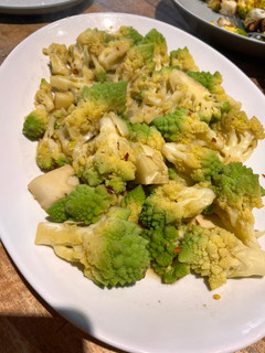 A picture of Blanched then sautéed romanesco broccoli in garlic, butter & soy sauce.