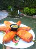 Stuffed green chillies pakoray