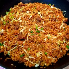A picture of Indonesian Fried Rice Lamb (Nasi Goreng Kambing).