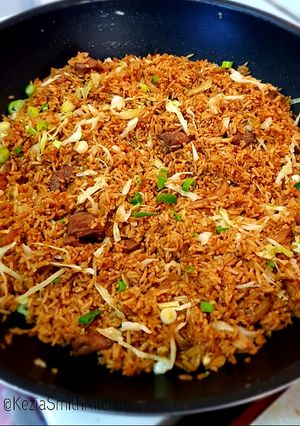 A picture of Indonesian Fried Rice Lamb (Nasi Goreng Kambing).