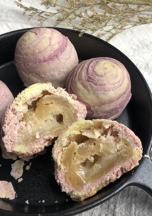 芋頭酥(外酥內嫩的螺旋千層芋頭麻糬酥) 的食譜成品照片