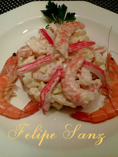Una foto de Ensalada de langostinos y melón