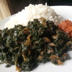 A picture of Steamed Pumpkin leaves.