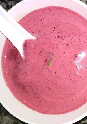 A picture of Beetroot,carrot,tomato soup.