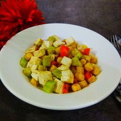 A picture of Baby corn tofu salad.