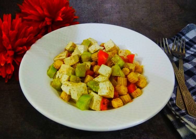 Baby corn tofu salad