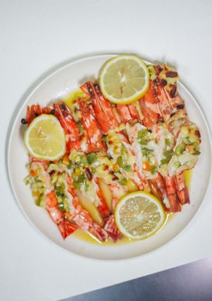A picture of Cheesy Lemon Butter Prawns.
