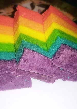 Foto resep Bolu kukus PELANGI mini ide jualan 5 telur (loyang 20x20)