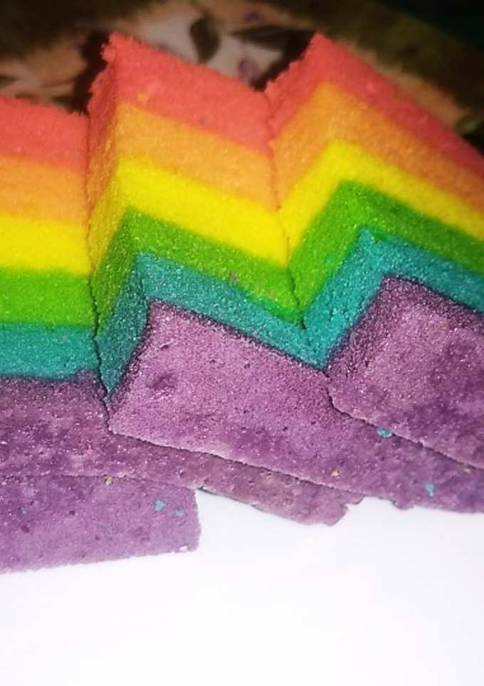 Foto resep Bolu kukus PELANGI mini ide jualan 5 telur (loyang 20x20)
