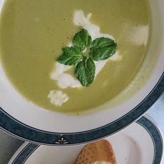 A picture of Green Pea soup (St. Germain soup) #4weekschalleng #Charityrecipe.