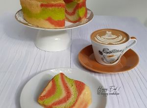 Foto resep Chiffon Marble Melon Strawberry