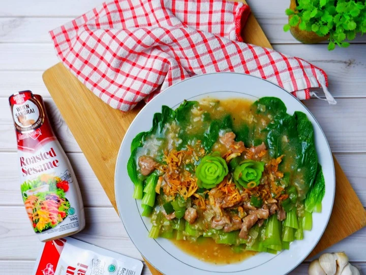 Easy Steps Prepare Recipes Pok choy sapi saus wijen sangrai the Perfect Tasty.