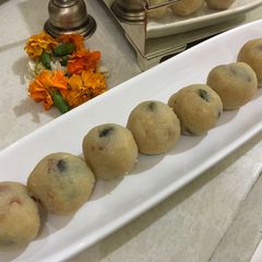 A picture of Coconut laddoos/ Fresh coconut Laddoos.