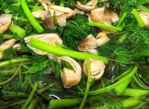 Hình của món Canh Rau Dền Nấu Nấm Rơm Chay.