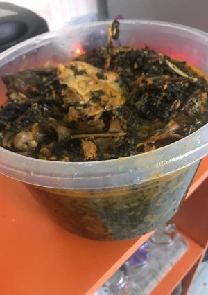 A picture of Bitter Leaf Soup.